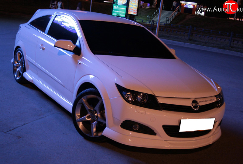 4 749 р. Накладка переднего бампера Global Tuning Opel Astra H GTC хэтчбек 3 дв. рестайлинг (2006-2011) (Неокрашенная)  с доставкой в г. Чебоксары