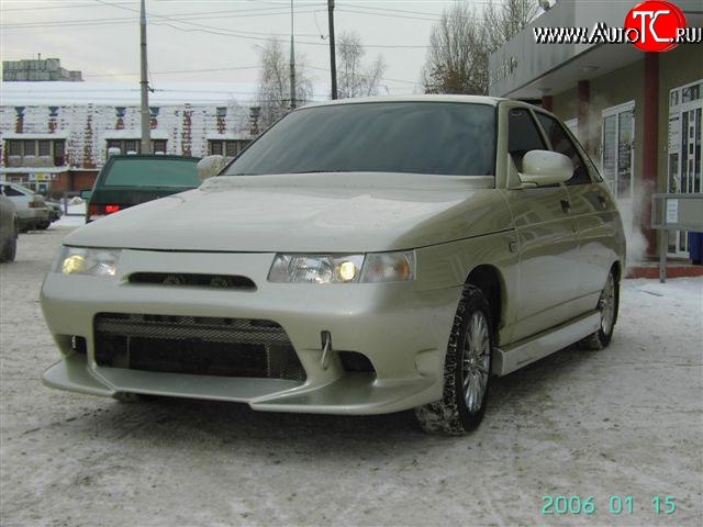 5 699 р. Передний бампер Лукойл Спорт Лада 2110 седан (1995-2007) (Неокрашенный)  с доставкой в г. Чебоксары