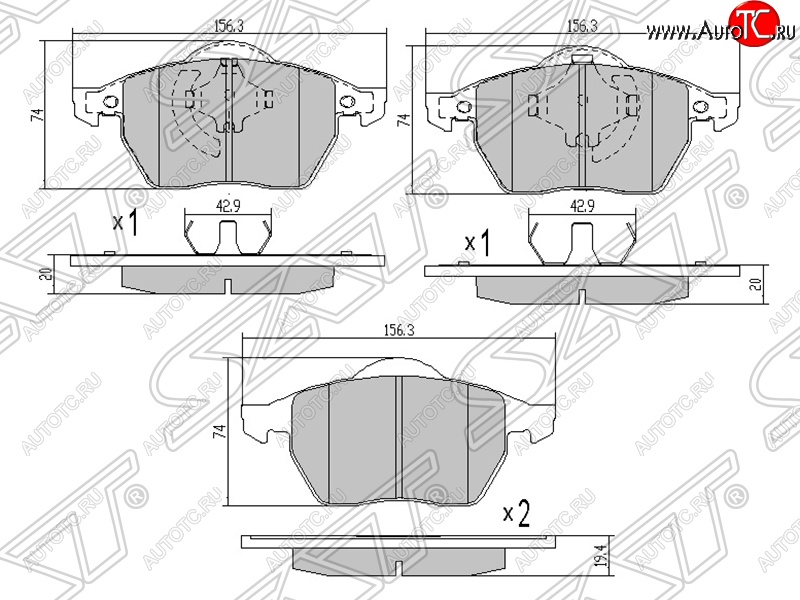 549 р. Комплект задних тормозных колодок SAT Skoda Octavia A5 дорестайлинг универсал (2004-2008)  с доставкой в г. Чебоксары