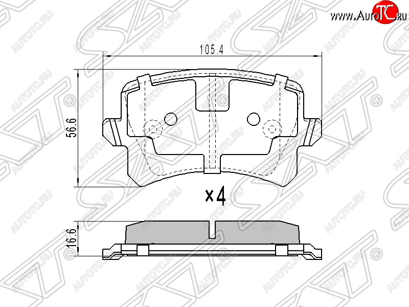 1 199 р. Колодки тормозные SAT (задние) Volkswagen Tiguan NF дорестайлинг (2006-2011)  с доставкой в г. Чебоксары