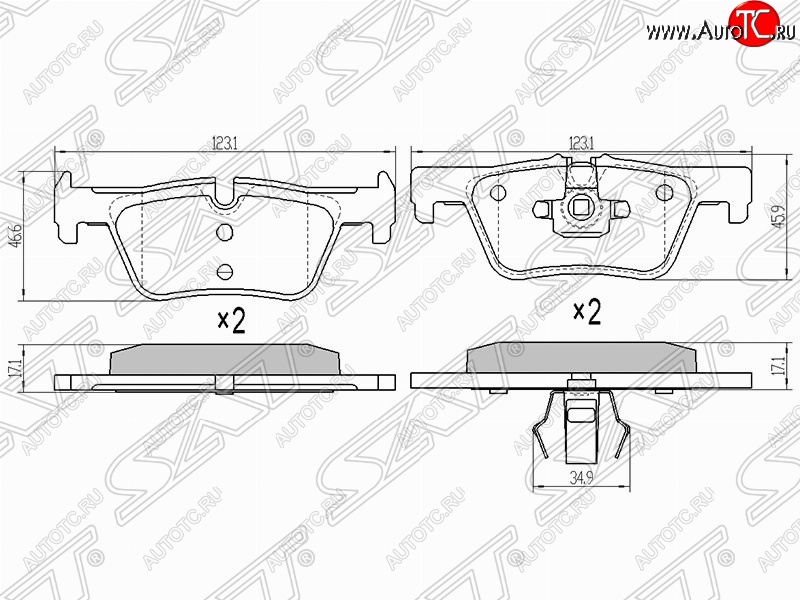 769 р. Колодки тормозные SAT (задние, Китай) BMW X3 F25 дорестайлинг (2010-2014)  с доставкой в г. Чебоксары