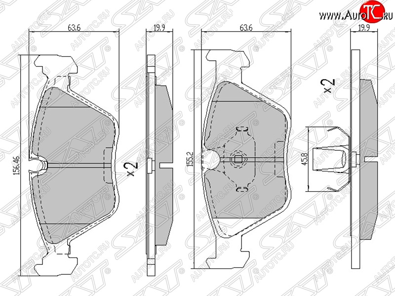 1 129 р. Колодки тормозные SAT (передние, Китай) BMW 1 серия E82 купе 1-ый рестайлинг (2007-2011)  с доставкой в г. Чебоксары