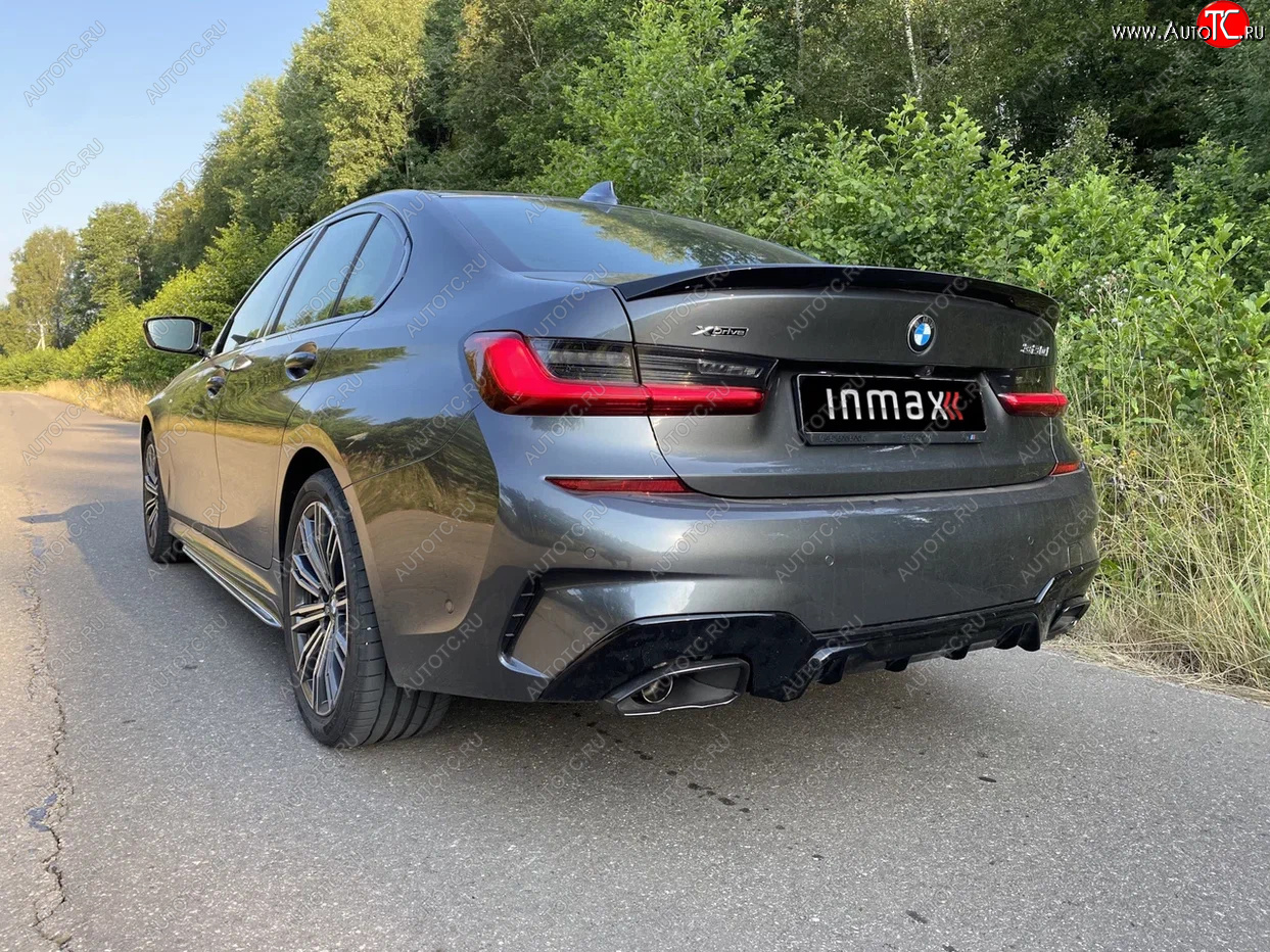 12 499 р. Диффузор заднего бампера М-Perfomance 340 Inmax  BMW 3 серия  G20 (2018-2022) седан (цвет: черный глянец)  с доставкой в г. Чебоксары