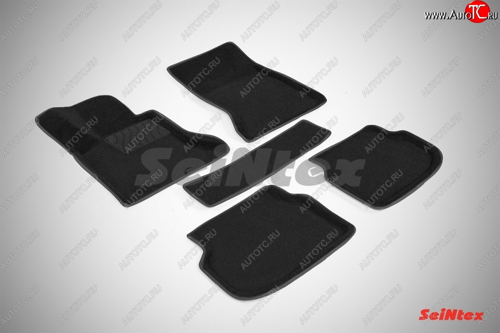 5 699 р. Износостойкие коврики в салон SeiNtex Premium 3D 4 шт. (ворсовые, черные) BMW 5 серия F10 седан дорестайлинг (2009-2013)  с доставкой в г. Чебоксары
