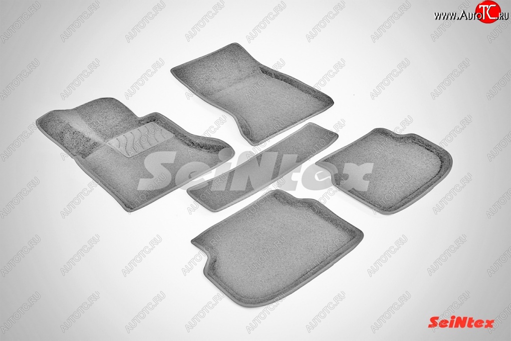 7 649 р. Износостойкие коврики в салон SeiNtex Premium 3D 4 шт. (ворсовые, серые) BMW 5 серия F10 седан дорестайлинг (2009-2013)  с доставкой в г. Чебоксары