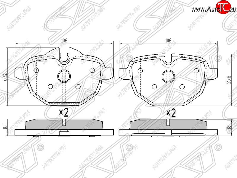 849 р. Колодки тормозные SAT (задние) BMW 5 серия F10 рестайлинг, седан (2013-2017)  с доставкой в г. Чебоксары
