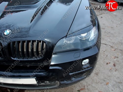 1 299 р. Реснички на фары Tuning-Sport BMW X5 E70 рестайлинг (2010-2013) (Неокрашенные)  с доставкой в г. Чебоксары