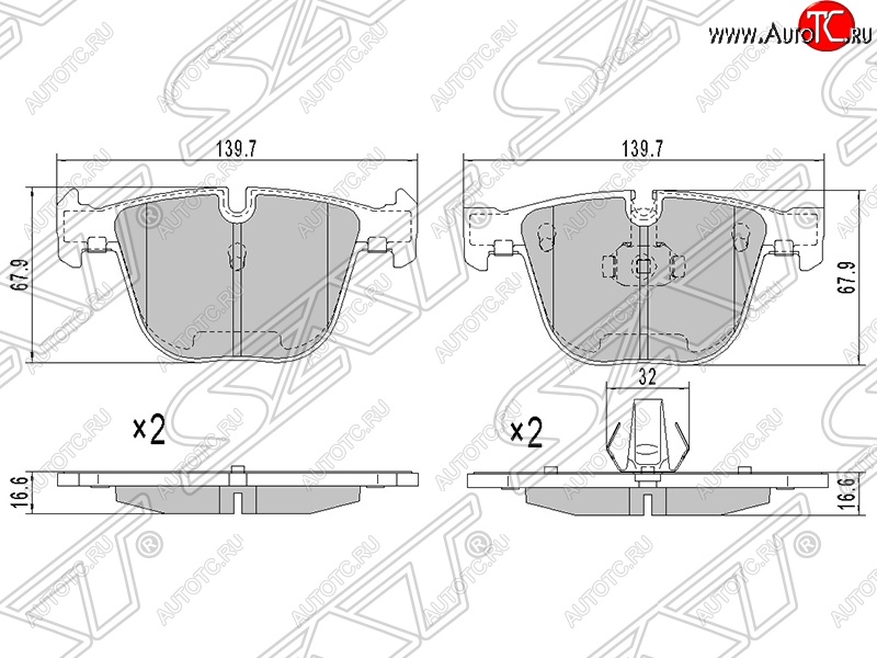 879 р. Колодки тормозные SAT (задние) BMW 3 серия E90 седан дорестайлинг (2004-2008)  с доставкой в г. Чебоксары