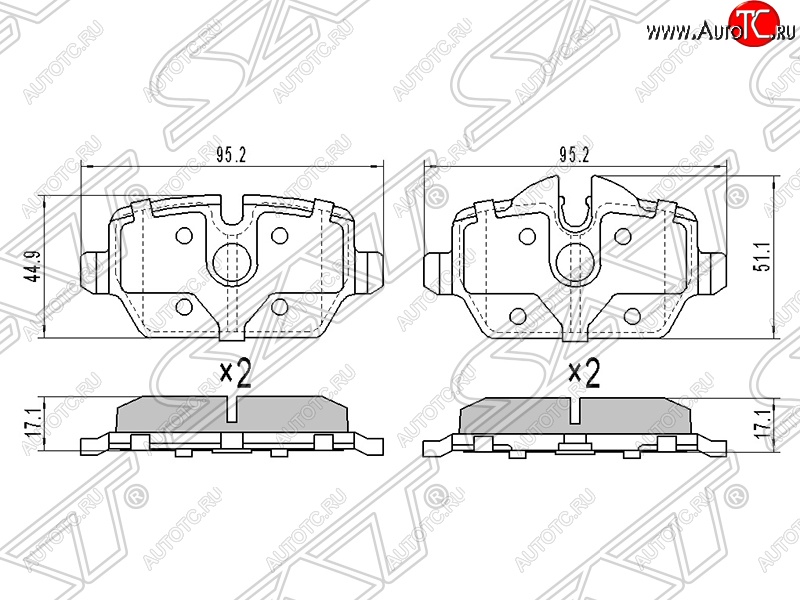 789 р. Колодки тормозные задние SAT BMW 1 серия F20 хэтчбэк 5 дв. дорестайлинг (2012-2015)  с доставкой в г. Чебоксары