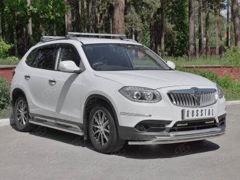16 549 р. Защита переднего бампера (2 трубыØ42 мм, нержавейка) SLITKOFF  Brilliance V5 (2012-2018)  с доставкой в г. Чебоксары. Увеличить фотографию 3