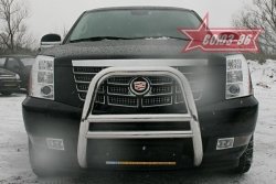 28 169 р. Защита переднего бампера Souz-96 (d76) Cadillac Escalade GMT926 джип 5 дв. короткая база (2006-2014)  с доставкой в г. Чебоксары. Увеличить фотографию 2