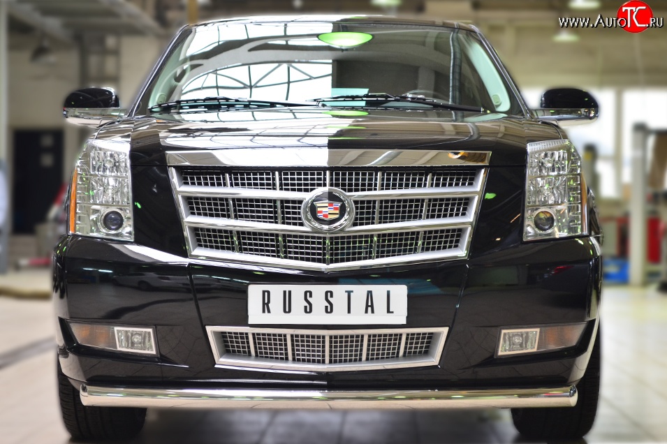 16 299 р. Одинарная защита переднего бампера диаметром 76 мм SLITKOFF Cadillac Escalade GMT926 джип 5 дв. короткая база (2006-2014)  с доставкой в г. Чебоксары
