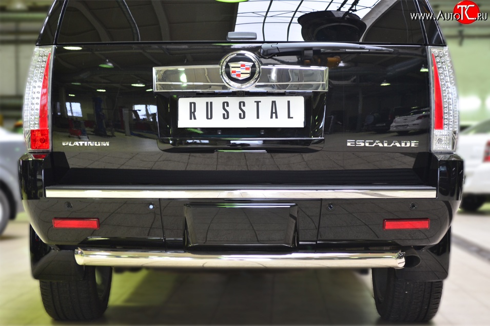14 549 р. Защита заднего бампера (Ø76 мм, нержавейка) SLITKOFF Cadillac Escalade GMT926 джип 5 дв. короткая база (2006-2014)  с доставкой в г. Чебоксары