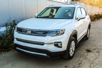 Защита переднего бампера Slitkoff (2 трубы, d42/32) Changan CS35 Plus (2018-2022) дорестайлинг (Сталь с полимерным покрытием. Цвет: чёрный)
