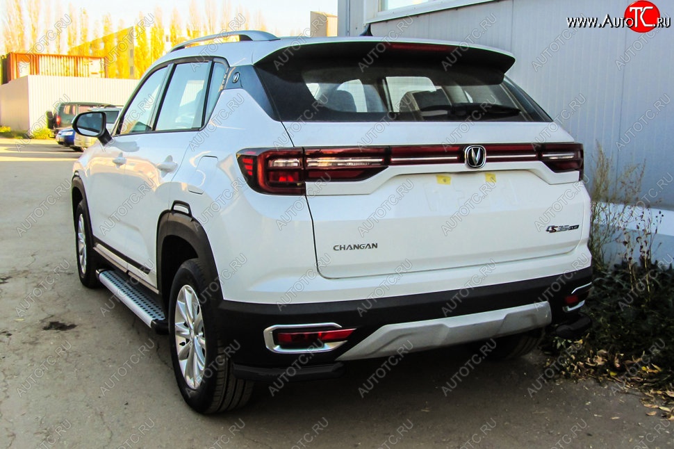 6 799 р. Защита заднего бампера Slitkoff (уголки из 1 трубы d57 мм)  Changan CS35 Plus (2018-2022) дорестайлинг (Сталь с полимерным покрытием. Цвет: чёрный)  с доставкой в г. Чебоксары
