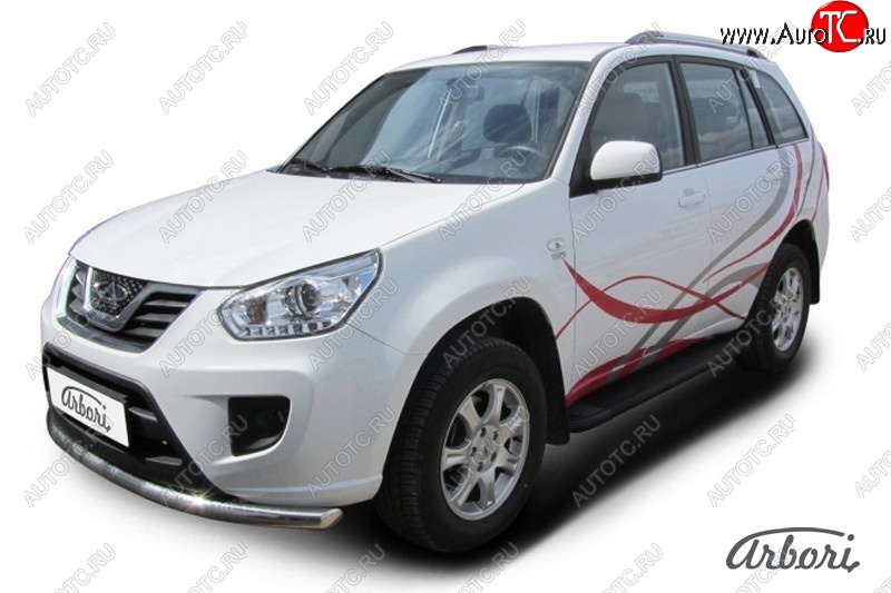 11 339 р. Порожки для ног Arbori Optima Black  Chery Tiggo T11 (2013-2016) рестайлинг  с доставкой в г. Чебоксары