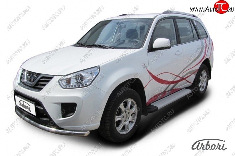 10 619 р. Порожки для ног Arbori Optima Silver  Chery Tiggo T11 (2013-2016) рестайлинг  с доставкой в г. Чебоксары