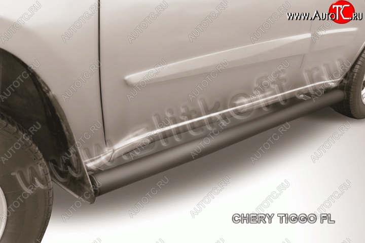 10 599 р. Защита порогов d76 труба Slitkoff  Chery Tiggo T11 (2013-2016) рестайлинг (Цвет: серебристый)  с доставкой в г. Чебоксары