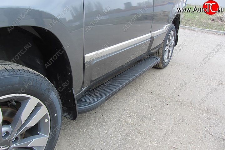 13 099 р. Алюминиевые пороги для ног Slitkoff (Optima)  Chery Tiggo 3 (2014-2020) (Чёрные)  с доставкой в г. Чебоксары