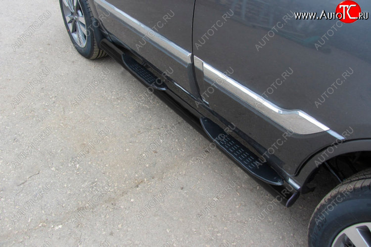 13 199 р. Защита порогов Slitkoff (Ø 76 мм, с проступями)  Chery Tiggo 3 (2014-2020) (Цвет: черный)  с доставкой в г. Чебоксары