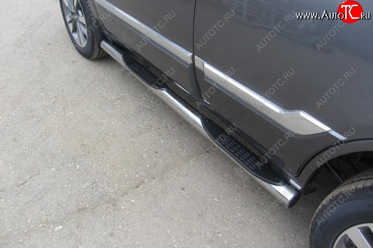17 699 р. Защита порогов Slitkoff (Ø 76 мм, с проступями)  Chery Tiggo 3 (2014-2020) (Полированная нержавейка)  с доставкой в г. Чебоксары
