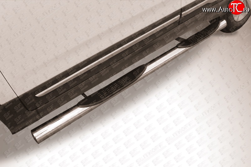 17 699 р. Защита порогов из трубы d76 мм с пластиковыми вставками для ног Slitkoff  Chery Tiggo 5  (T21) (2014-2017) дорестайлинг (Нержавейка, Полированная)  с доставкой в г. Чебоксары