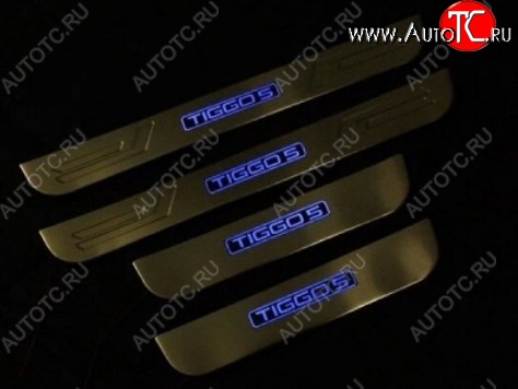 4 749 р. Накладки на порожки автомобиля CT Chery Tiggo 5 (T21) рестайлинг (2017-2020)  с доставкой в г. Чебоксары