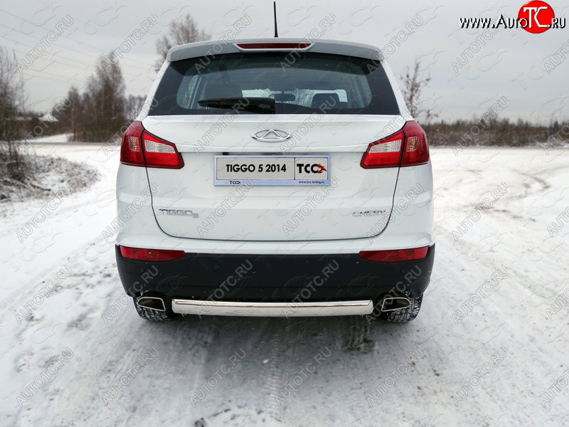 17 299 р. Защита заднего бампера (овальная) ТСС (нержавейка d75х42 мм) Chery Tiggo 5 (T21) дорестайлинг (2014-2017)  с доставкой в г. Чебоксары