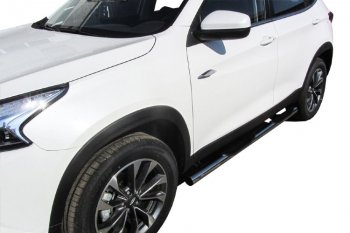 17 899 р. Защита порогов Slitkoff (Ø 76 мм, с проступями)  Chery Tiggo 7 (2016-2020) (Полированная нержавейка)  с доставкой в г. Чебоксары. Увеличить фотографию 2