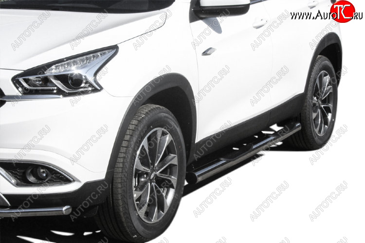 17 899 р. Защита порогов Slitkoff (Ø 76 мм, с проступями)  Chery Tiggo 7 (2016-2020) (Полированная нержавейка)  с доставкой в г. Чебоксары