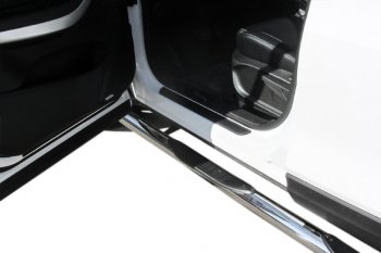 17 899 р. Защита порогов Slitkoff (Ø 76 мм, с проступями)  Chery Tiggo 4 (2018-2023) 1-ый рестайлинг (Полированная нержавейка)  с доставкой в г. Чебоксары. Увеличить фотографию 2