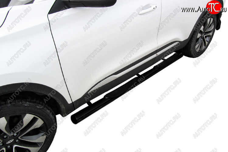 12 499 р. Защита порогов Slitkoff (Ø 76 мм, с проступями)  Chery Tiggo 4 (2018-2023) 1-ый рестайлинг (Цвет: черный)  с доставкой в г. Чебоксары