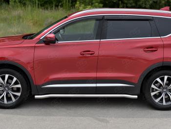 17 499 р. Защита порогов SLITKOFF (Ø63 мм, нержавейка) SLITKOFF  Chery Tiggo 7 PRO (2019-2025) (круглые торцы)  с доставкой в г. Чебоксары. Увеличить фотографию 2