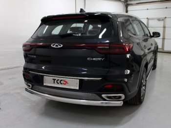 Защита заднего бампера (овальная) ТСС (нержавейка d 75х42 мм) Chery Tiggo 8 1 T18 рестайлинг (2019-2023)