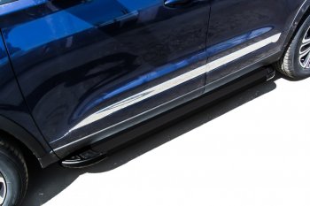 Пороги алюминиевые Slitkoff Chery Tiggo 8  1 T18 (2019-2023) рестайлинг (Optima Black )