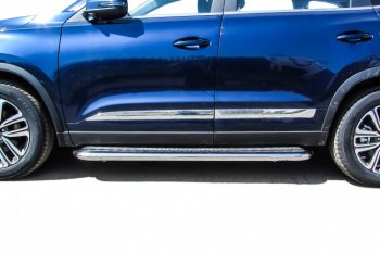 17 699 р. Защита порогов Slitkoff (Ø 57 мм, с листом)  Chery Tiggo 8  1 T18 (2019-2023) рестайлинг  с доставкой в г. Чебоксары. Увеличить фотографию 5