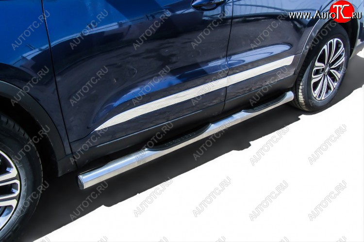 17 699 р. Защита порогов Slitkoff (Ø 76 мм, с проступями)  Chery Tiggo 8 ( (T18),  1 T18) (2018-2023) дорестайлинг, рестайлинг (Полированная нержавейка)  с доставкой в г. Чебоксары