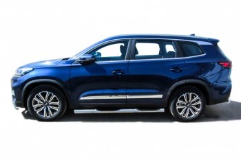 17 699 р. Защита порогов Slitkoff (Ø 76 мм, с проступями)  Chery Tiggo 8 ( (T18),  1 T18) (2018-2023) дорестайлинг, рестайлинг (Полированная нержавейка)  с доставкой в г. Чебоксары. Увеличить фотографию 3