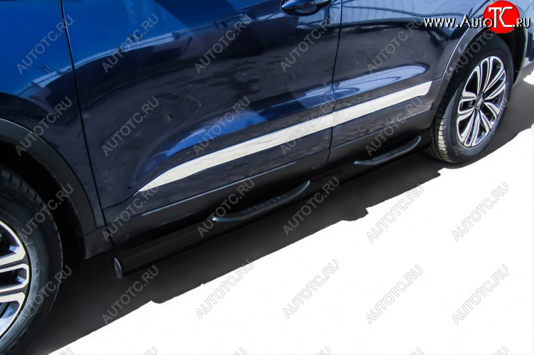 12 399 р. Защита порогов Slitkoff (Ø 76 мм, с проступями) Chery Tiggo 8 (T18) дорестайлинг (2018-2022) (Цвет: черный)  с доставкой в г. Чебоксары