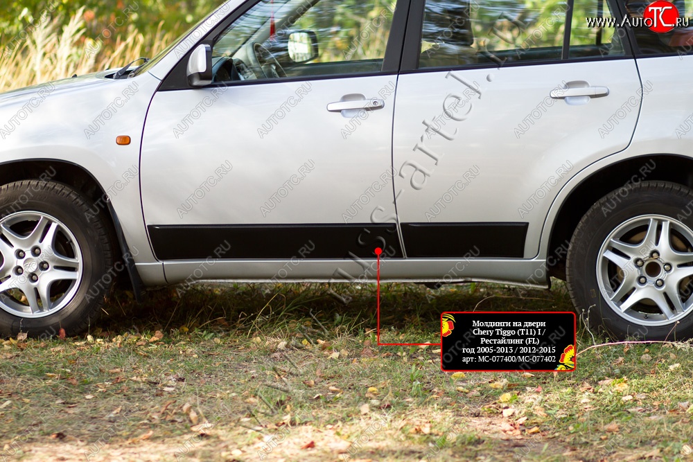 2 489 р. Молдинг на дверь RA (передний левый)  Chery Tiggo T11 (2005-2013) дорестайлинг (Поверхность глянец (под окраску), Неокрашенные)  с доставкой в г. Чебоксары