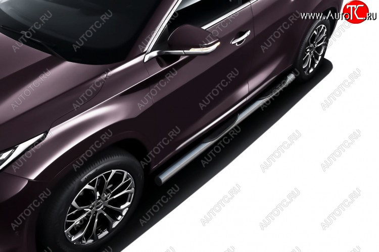 17 899 р. Защита порогов Slitkoff (Ø 76 мм, с проступями)  EXEED TXL (2020-2021)  дорестайлинг (Нержавеющая сталь)  с доставкой в г. Чебоксары