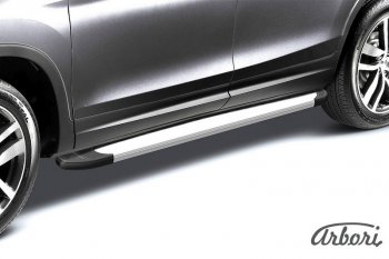 10 979 р. Порожки для ног Arbori Optima Silver  Chevrolet Trailblazer  GM800 (2012-2016) дорестайлинг  с доставкой в г. Чебоксары. Увеличить фотографию 2