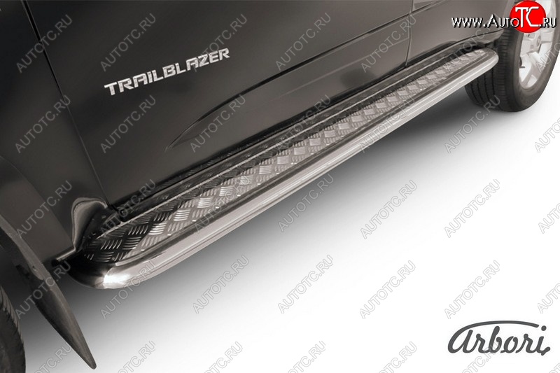 15 749 р. Порожки для ног Arbori (нержавейка, алюминий, d57)  Chevrolet Trailblazer  GM800 (2012-2016) дорестайлинг  с доставкой в г. Чебоксары