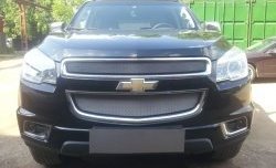 1 539 р. Нижняя сетка на бампер Russtal (хром) Chevrolet Trailblazer GM800 дорестайлинг (2012-2016)  с доставкой в г. Чебоксары. Увеличить фотографию 2