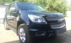 1 539 р. Нижняя сетка на бампер Russtal (хром) Chevrolet Trailblazer GM800 дорестайлинг (2012-2016)  с доставкой в г. Чебоксары. Увеличить фотографию 4