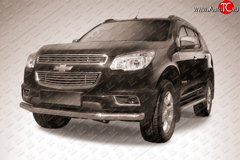 14 999 р. Одинарная защита переднего бампера диаметром 76 мм Slitkoff  Chevrolet Trailblazer  GM800 (2012-2016) дорестайлинг (Нержавейка, Полированная)  с доставкой в г. Чебоксары