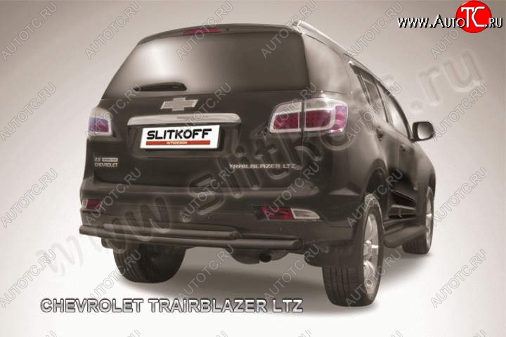 9 649 р. Защита заднего бампера из труб d 57 и d42 Slitkoff  Chevrolet Trailblazer  GM800 (2012-2016) дорестайлинг (Цвет: серебристый)  с доставкой в г. Чебоксары