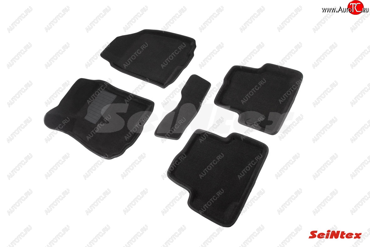 5 499 р. Износостойкие коврики в салон SeiNtex Premium 3D 4 шт. (ворсовые, черные) Chevrolet Aveo T300 седан (2011-2015)  с доставкой в г. Чебоксары
