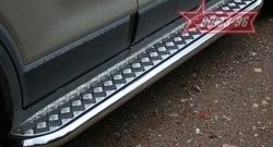 Защита порогов с листом Souz-96 (d60). Chevrolet Captiva (2006-2011)  дорестайлинг