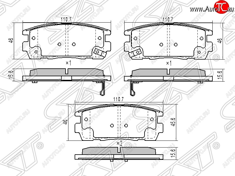 739 р. Колодки тормозные SAT (задние) Hyundai Terracan HP дорестайлинг (2001-2004)  с доставкой в г. Чебоксары